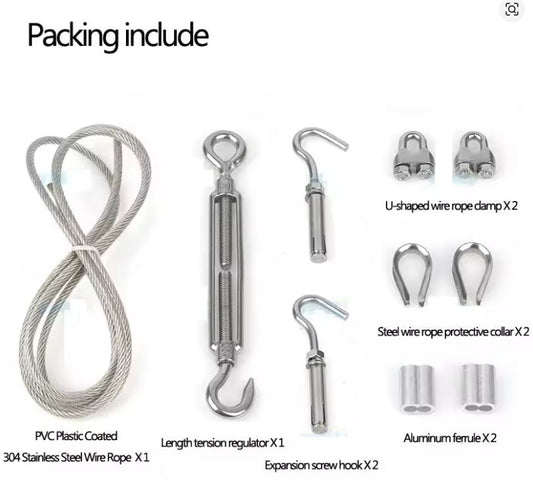 3m/10ft Clothesline Plastic Coated 304 Stainless Steel Wire Rope