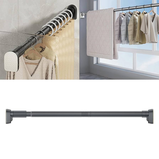 Up To 170CM Long Shower Curtain Rod Adjustable Stainless Steel Tension Pole Anti Telescopic Rod for Bathroom Window Wardrobe