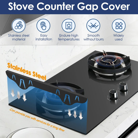 2Pcs Stainless Steel Stove Gap Cover Heat Resistant Kitchen Oven Gap Filler
