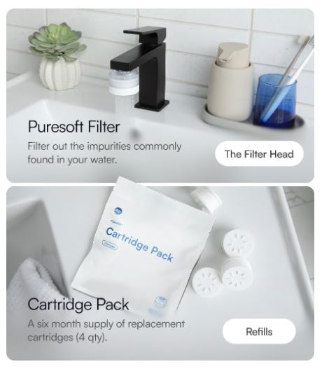 PureSoft Filters Faucet Head + Cartridge Pack (4 qty)