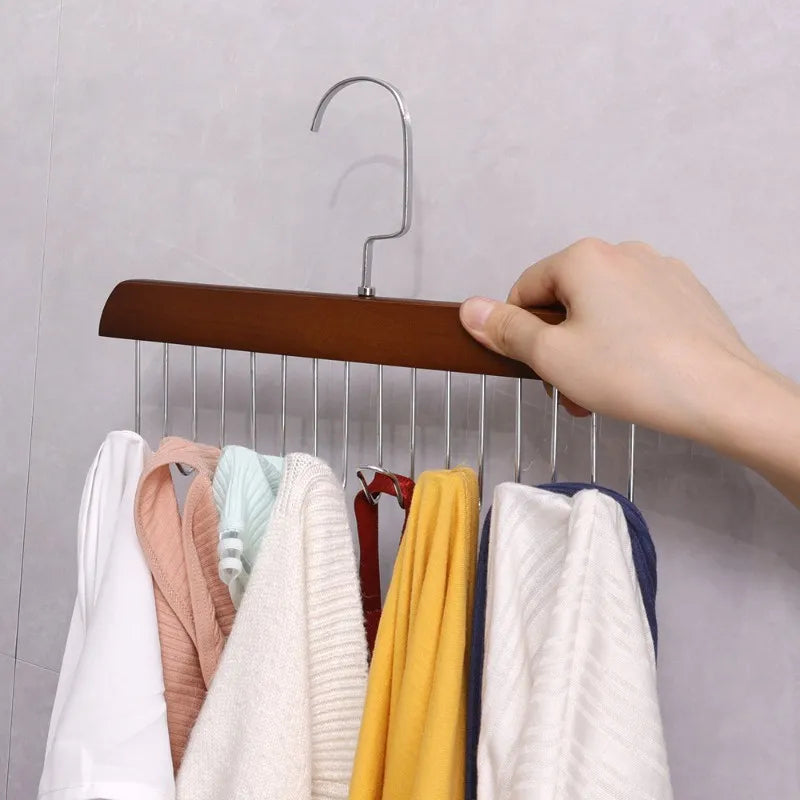 1 Pcs Multifunctional 8 Hooks Wood Hanger